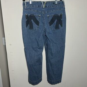 Jag Jeans Y2K stretch embroidered pockets Blue Cropped Ankle Denim